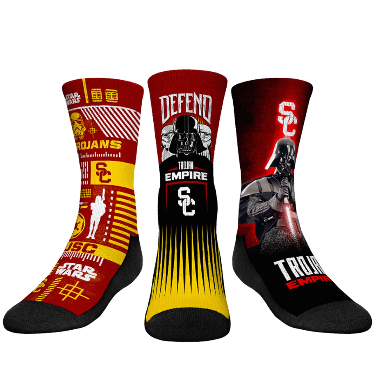 Youth Rock Em Socks Darth Vader & Stormtrooper USC Trojans Star Wars Three-Pack Crew Socks Set