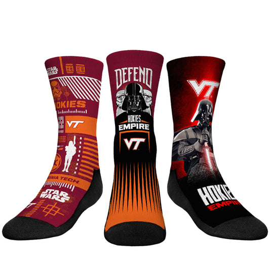 Youth Rock Em Socks Darth Vader & Stormtrooper Virginia Tech Hokies Star Wars Three-Pack Crew Socks Set