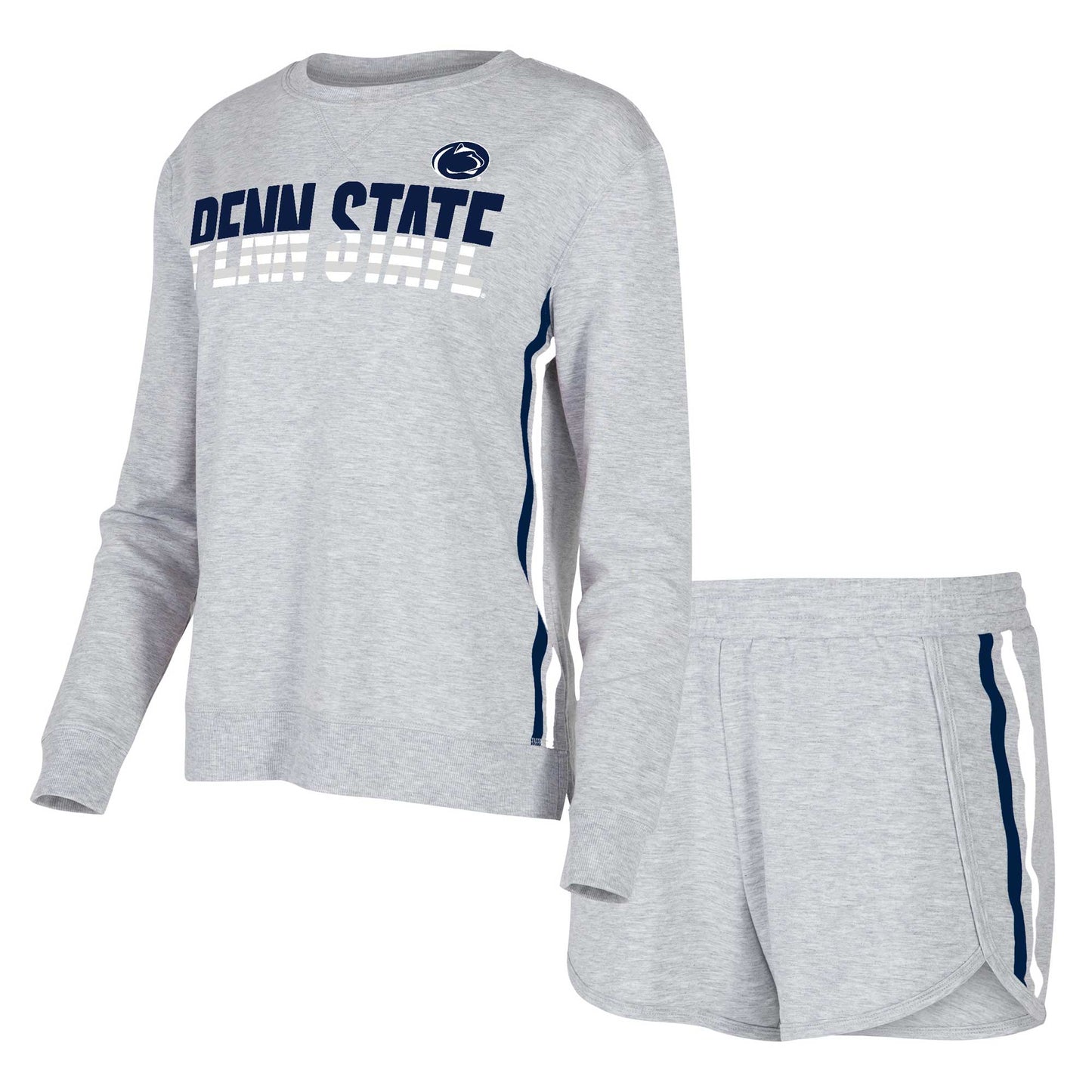 Women's Concepts Sport Gray Penn State Nittany Lions Cedar Tri-Blend Long Sleeve T-Shirt & Shorts Sleep Set