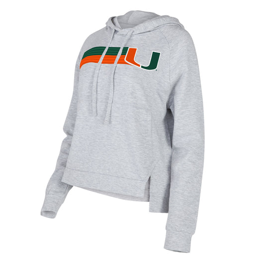 Women's Concepts Sport Gray Miami Hurricanes Cedar Tri-Blend Raglan Pullover Hoodie