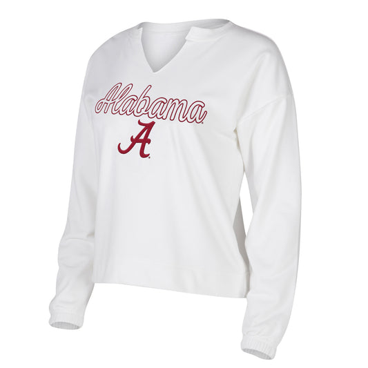 Women's Concepts Sport White Alabama Crimson Tide Sienna Notch Neck Long Sleeve T-Shirt