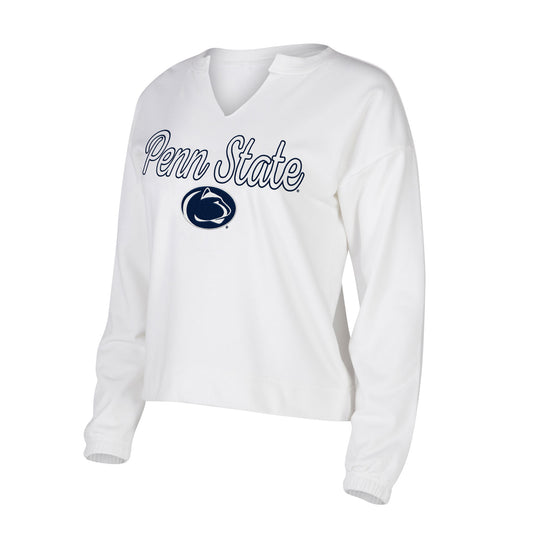 Women's Concepts Sport White Penn State Nittany Lions Sienna Notch Neck Long Sleeve T-Shirt