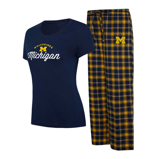 Women's Concepts Sport Navy/Gold Michigan Wolverines Arctic T-Shirt & Flannel Pants Sleep Set