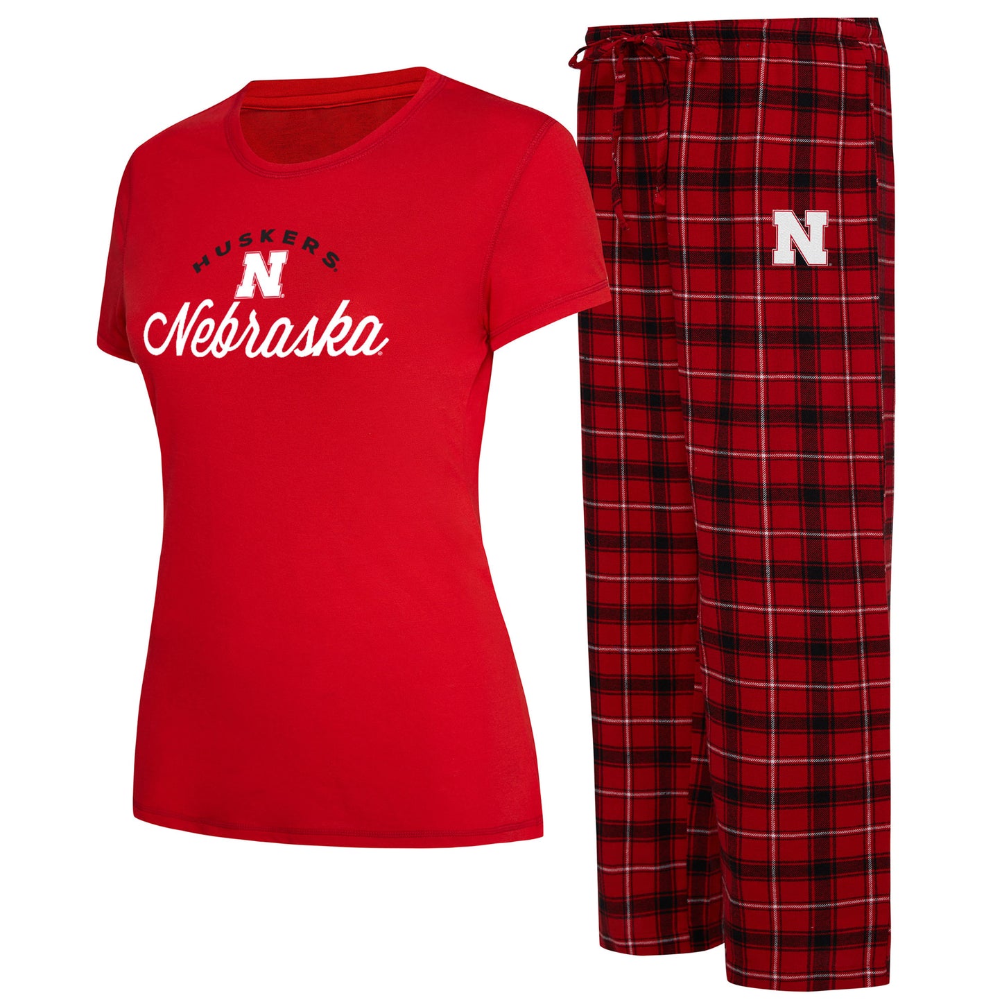 Women's Concepts Sport Scarlet/Black Nebraska Huskers Arctic T-Shirt & Flannel Pants Sleep Set