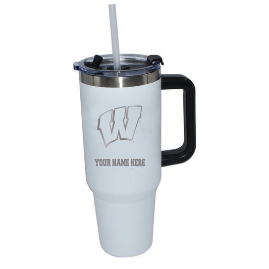 The Memory Company  Wisconsin Badgers Personalized White 46oz. Colossal Tumbler