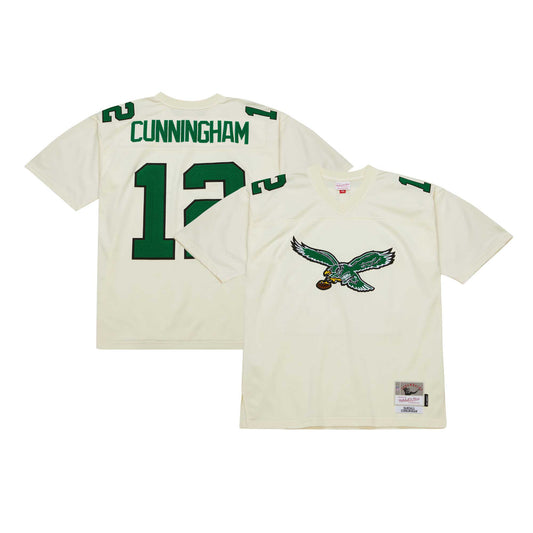 Men's Mitchell & Ness Randall Cunningham Cream Philadelphia Eagles Chainstitch Legacy Jersey