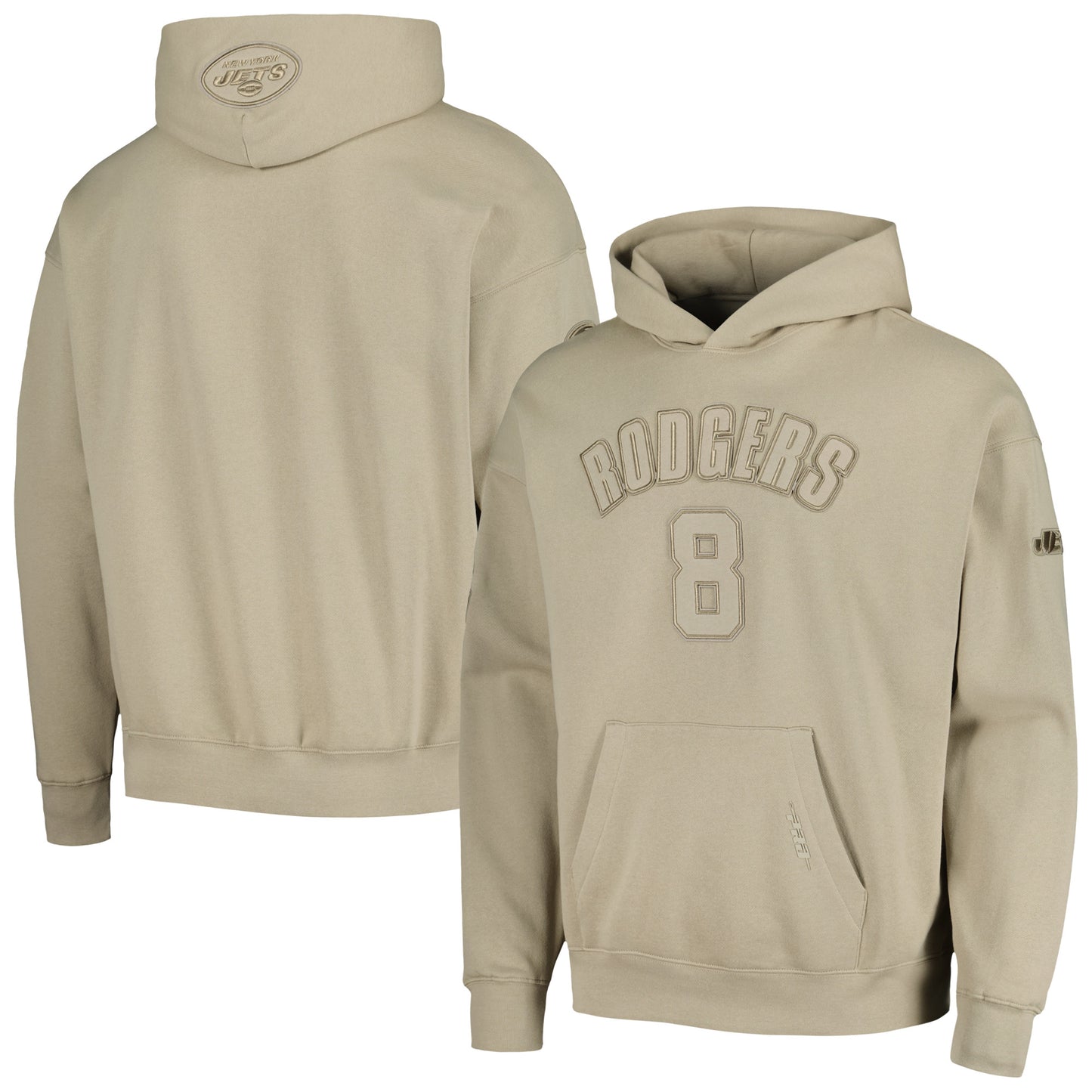 Men's Pro Standard Aaron Rodgers Tan New York Jets Player Name & Number Pullover Hoodie