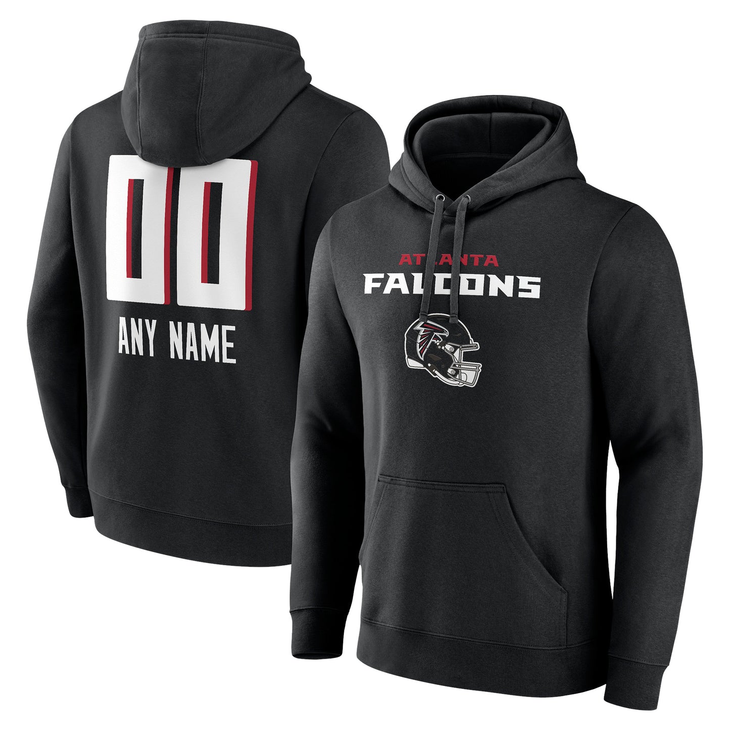 Men's Black Atlanta Falcons Personalized Name & Number Team Wordmark Pullover Hoodie