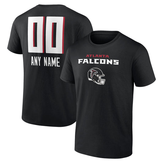 Men's Black Atlanta Falcons Personalized Name & Number Team Wordmark T-Shirt