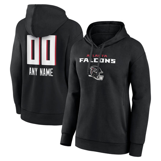 Women's Black Atlanta Falcons Personalized Name & Number Team Wordmark Pullover Hoodie