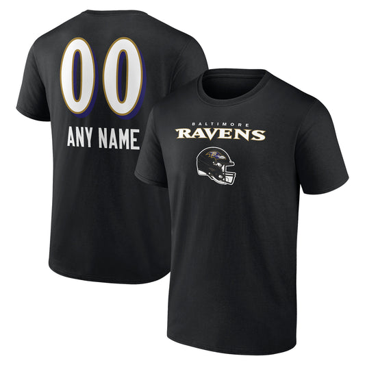 Men's Black Baltimore Ravens Personalized Name & Number Team Wordmark T-Shirt