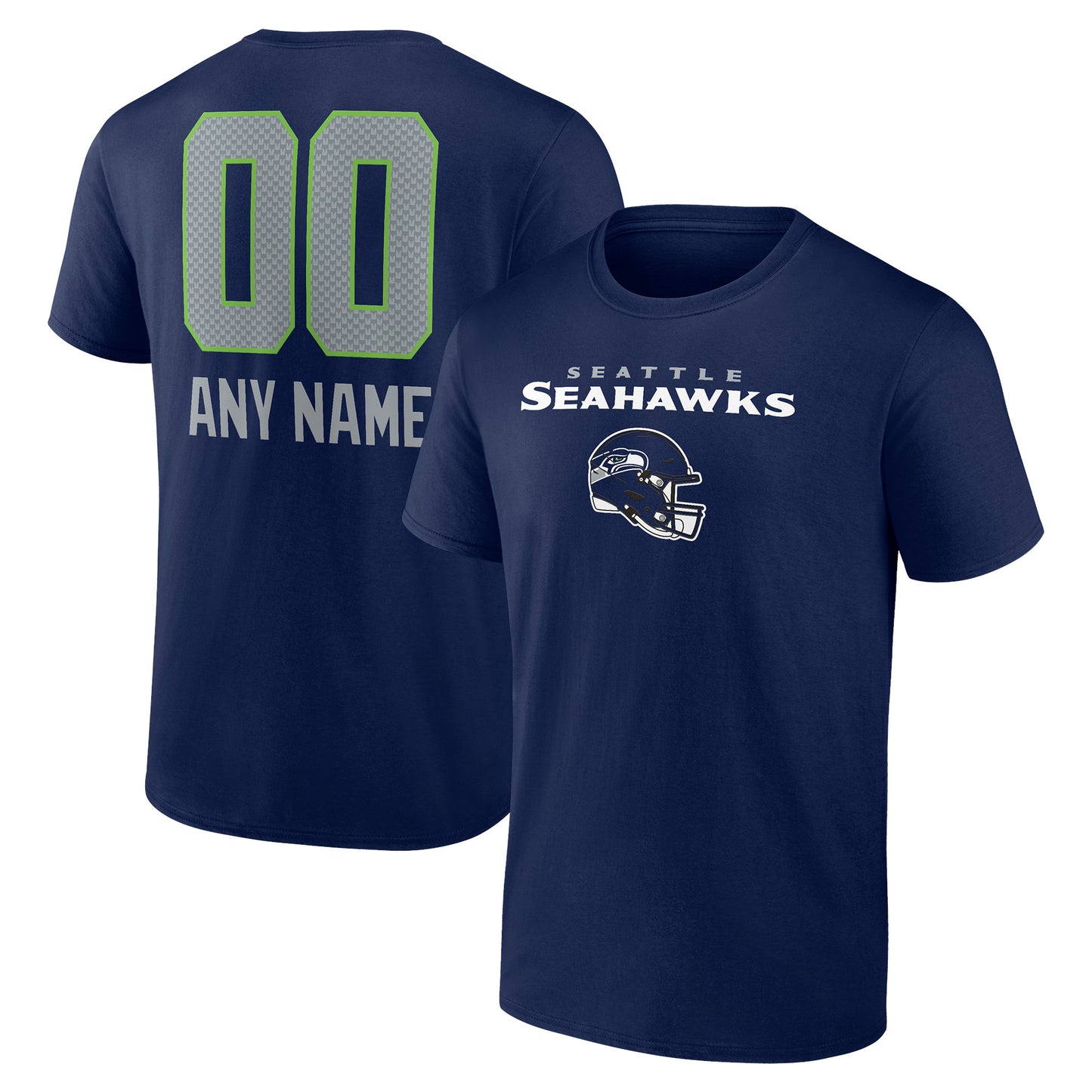 Men's College Navy Seattle Seahawks Personalized Name & Number Team Wordmark T-Shirt