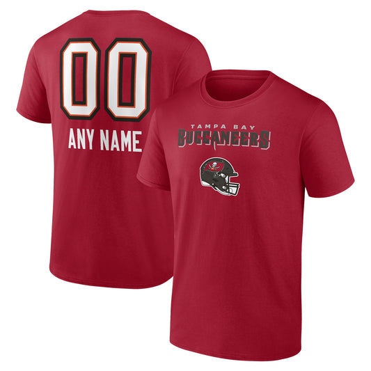 Men's Red Tampa Bay Buccaneers Personalized Name & Number Team Wordmark T-Shirt