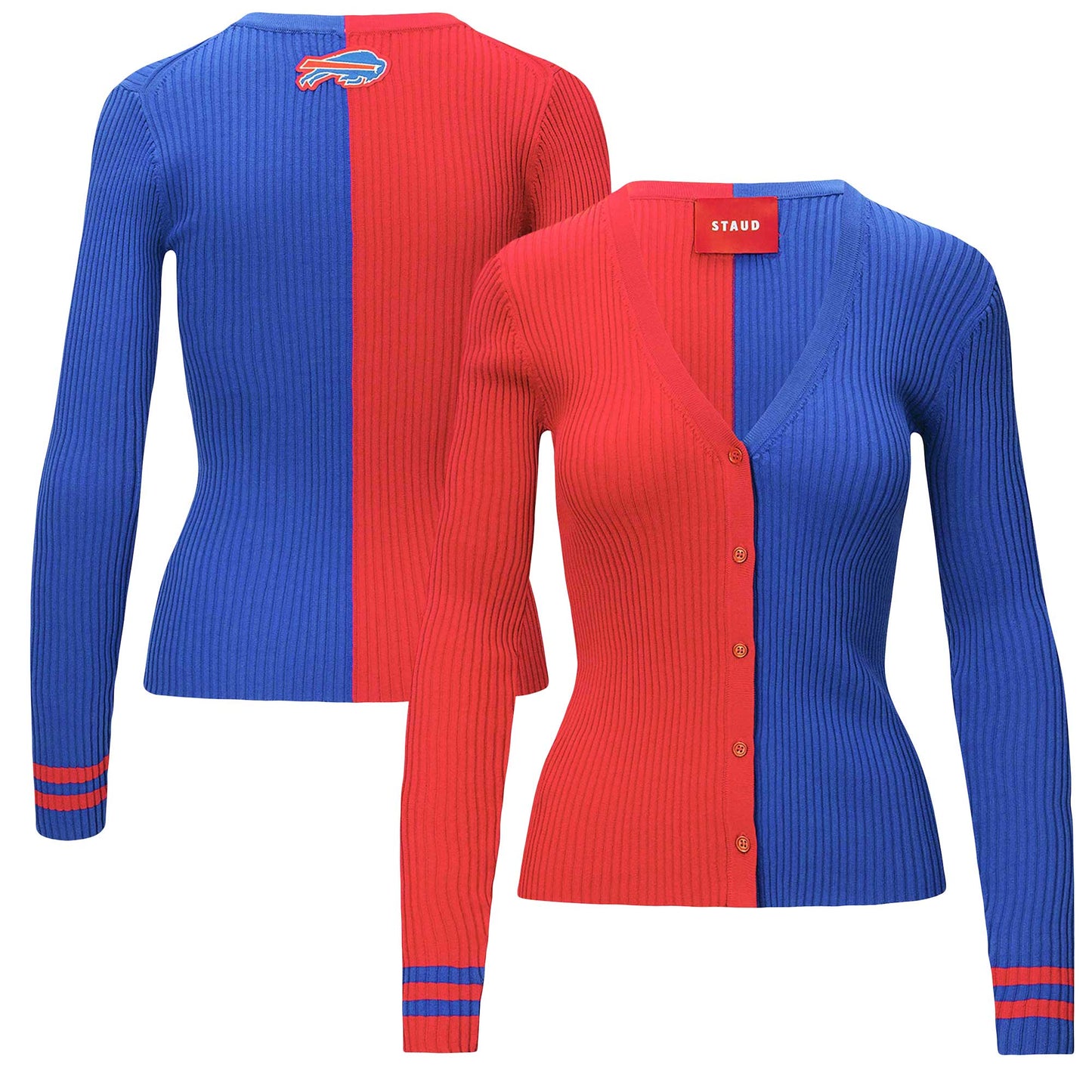 Women's STAUD Red/Royal Buffalo Bills Cargo Sweater