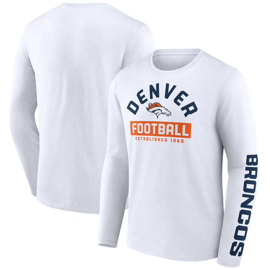 Men's Fanatics White Denver Broncos Long Sleeve T-Shirt