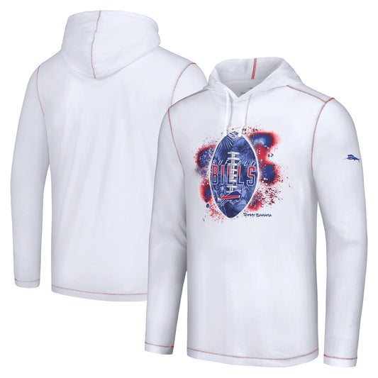 Men's Tommy Bahama White Buffalo Bills Graffiti Touchdown Pullover Hoodie