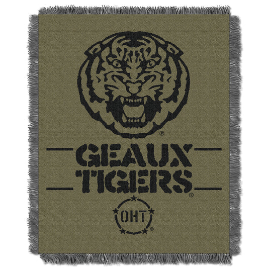 The Northwest Group LSU Tigers OHT Military Appreciation 46" x 60" Rank Jacquard Throw Blanket