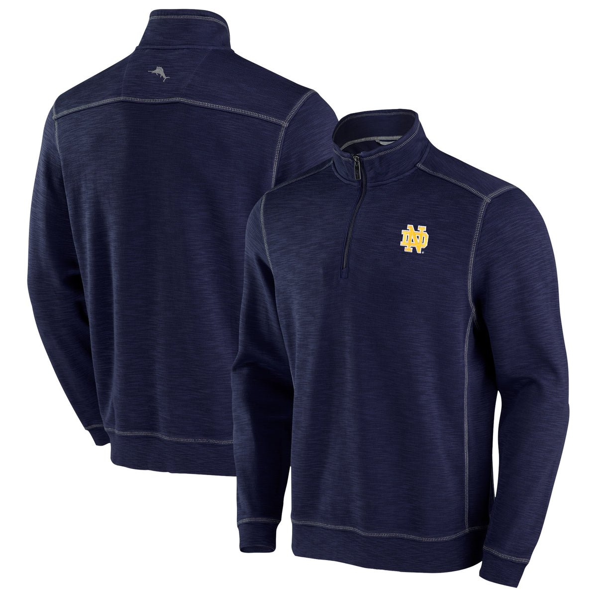 Men's Tommy Bahama Navy Notre Dame Fighting Irish Big & Tall Tobago Bay Tri-Blend Quarter-Zip Sweatshirt