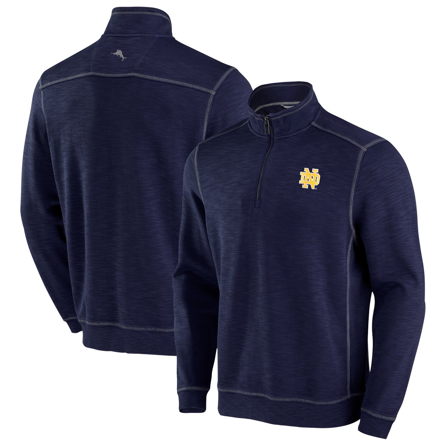 Men's Tommy Bahama Navy Notre Dame Fighting Irish Big & Tall Tobago Bay Tri-Blend Quarter-Zip Sweatshirt