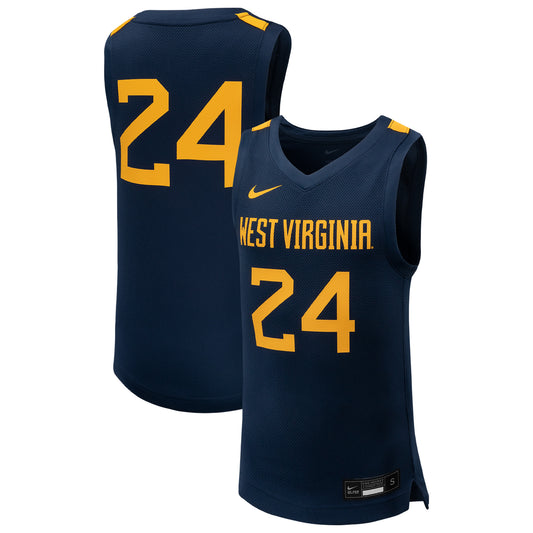 Youth Nike #24 Navy West Virginia Mountaineers Team Replica Basketball Jersey