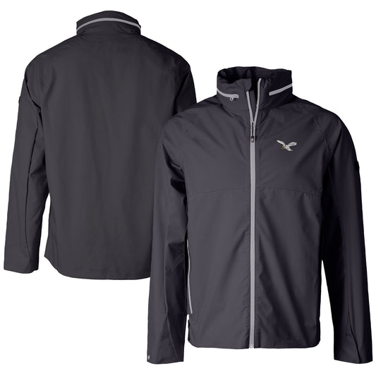 Men's Cutter & Buck Black Philadelphia Eagles Vapor Water Repellent Stretch Full-Zip Rain Jacket