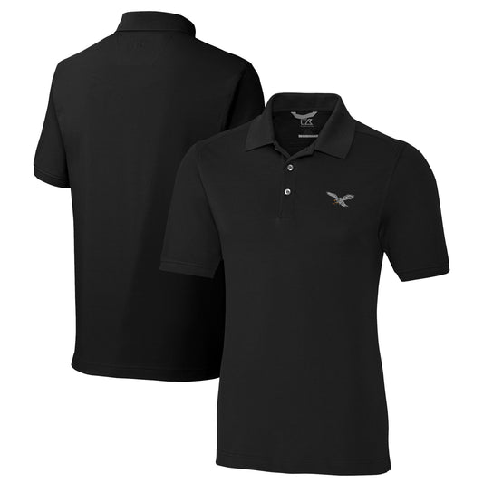 Men's Cutter & Buck Black Philadelphia Eagles Advantage Tri-Blend Pique Polo