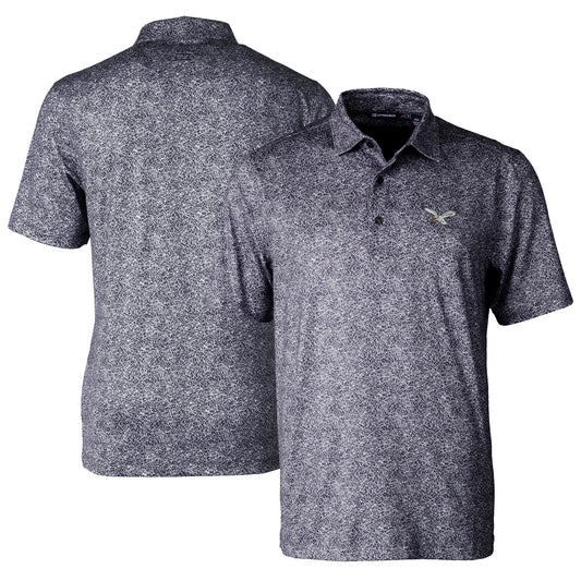 Men's Cutter & Buck Black Philadelphia Eagles Pike Constellation Print Stretch Polo