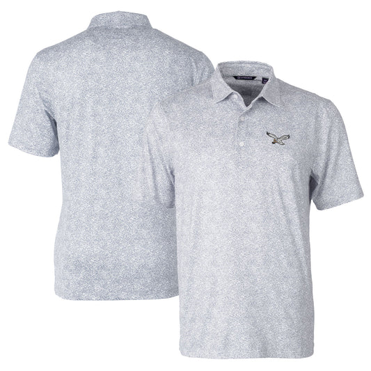 Men's Cutter & Buck Silver Philadelphia Eagles Pike Constellation Print Stretch Polo