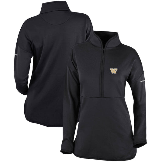 Women's Columbia  Black Washington Huskies Omni-Wick Go For It Half-Zip Pullover Top