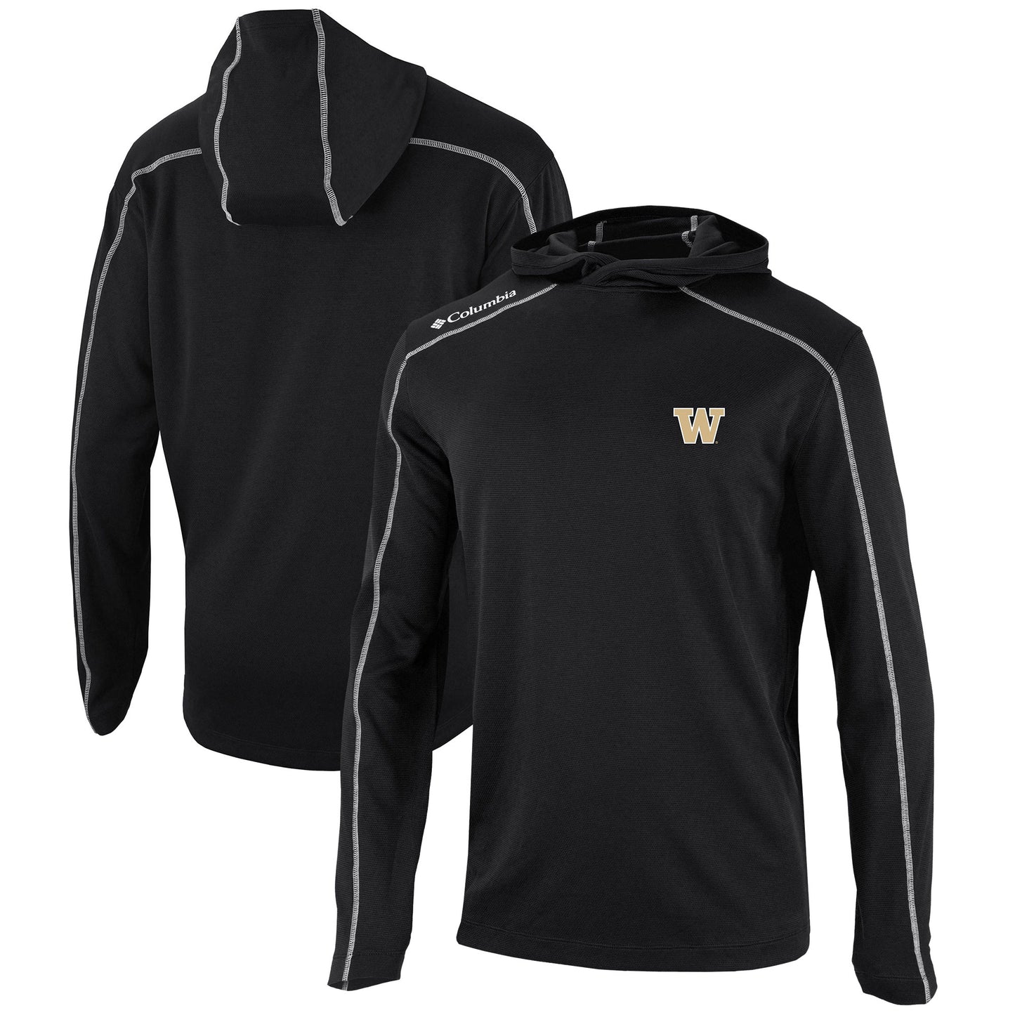 Men's Columbia  Black Washington Huskies Omni-Wick Shotgun Pullover Hoodie