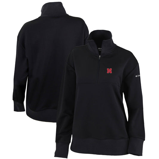 Women's Columbia  Black Nebraska Huskers Omni-Wick Birchwood Hills Quarter-Zip Pullover Top