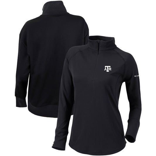 Women's Columbia  Black Texas A&M Aggies Omni-Wick Birchwood Hills Quarter-Zip Pullover Top