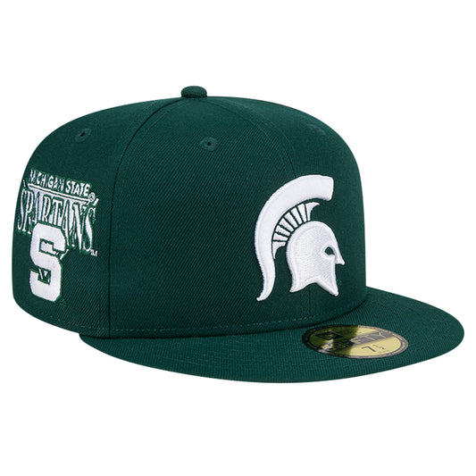 Men's New Era Green  Michigan State Spartans Throwback 59FIFTY Fitted Hat