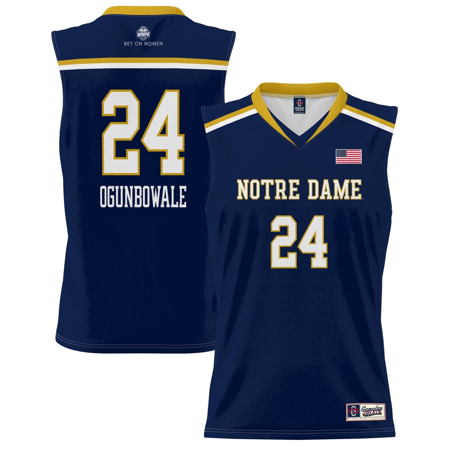 Unisex GameDay Greats Arike Ogunbowale Blue Notre Dame Fighting Irish Lightweight Basketball Alumni Jersey