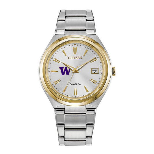 Women's  Silver/Gold Washington Huskies Eco-Drive Two-Tone Watch