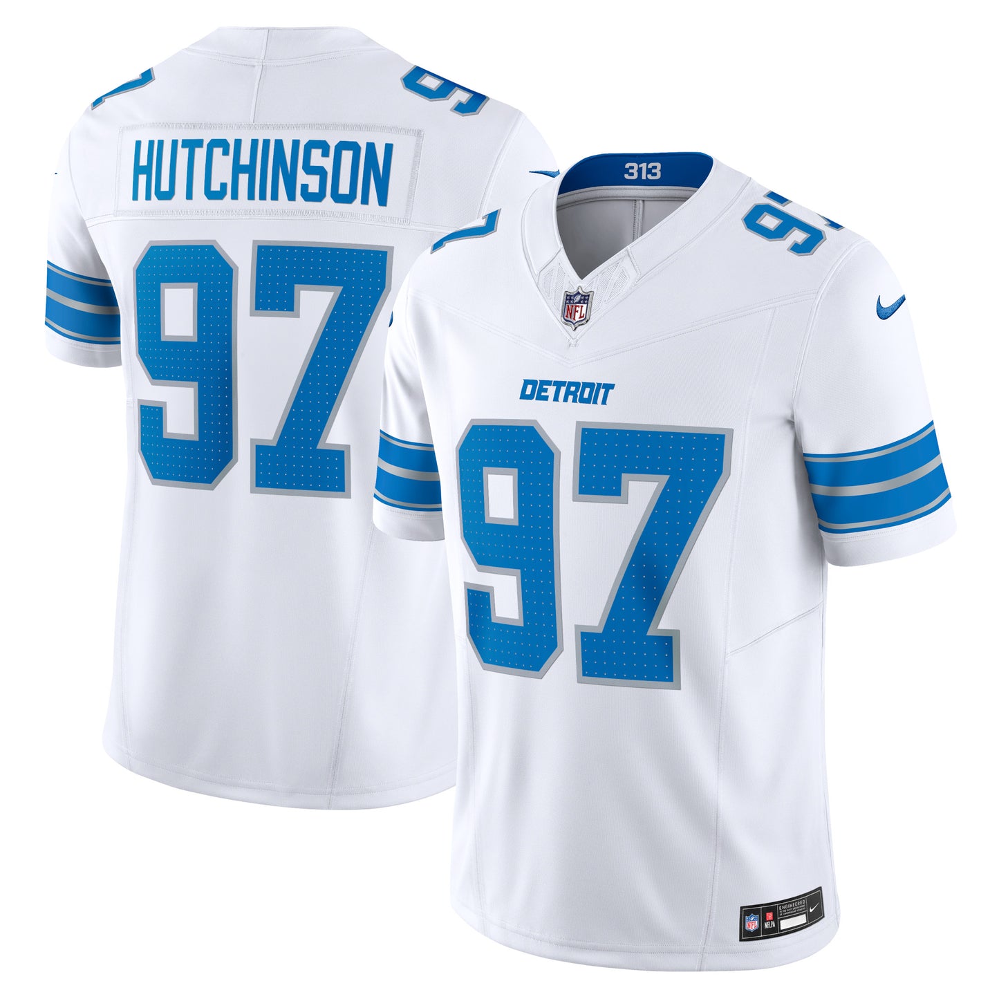 Men's Nike Aidan Hutchinson White Detroit Lions Vapor F.U.S.E. Limited Jersey