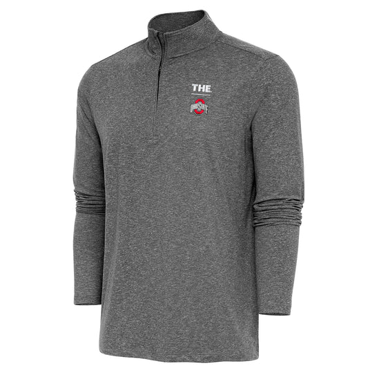 Men's Antigua  Heather Black Ohio State Buckeyes THE Hunk Quarter-Zip Pullover Top