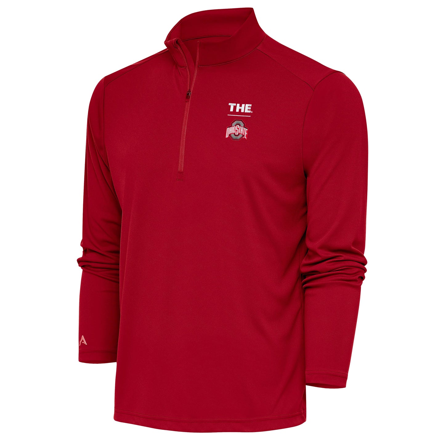 Men's Antigua  Scarlet Ohio State Buckeyes THE Tribute Quarter-Zip Pullover Top