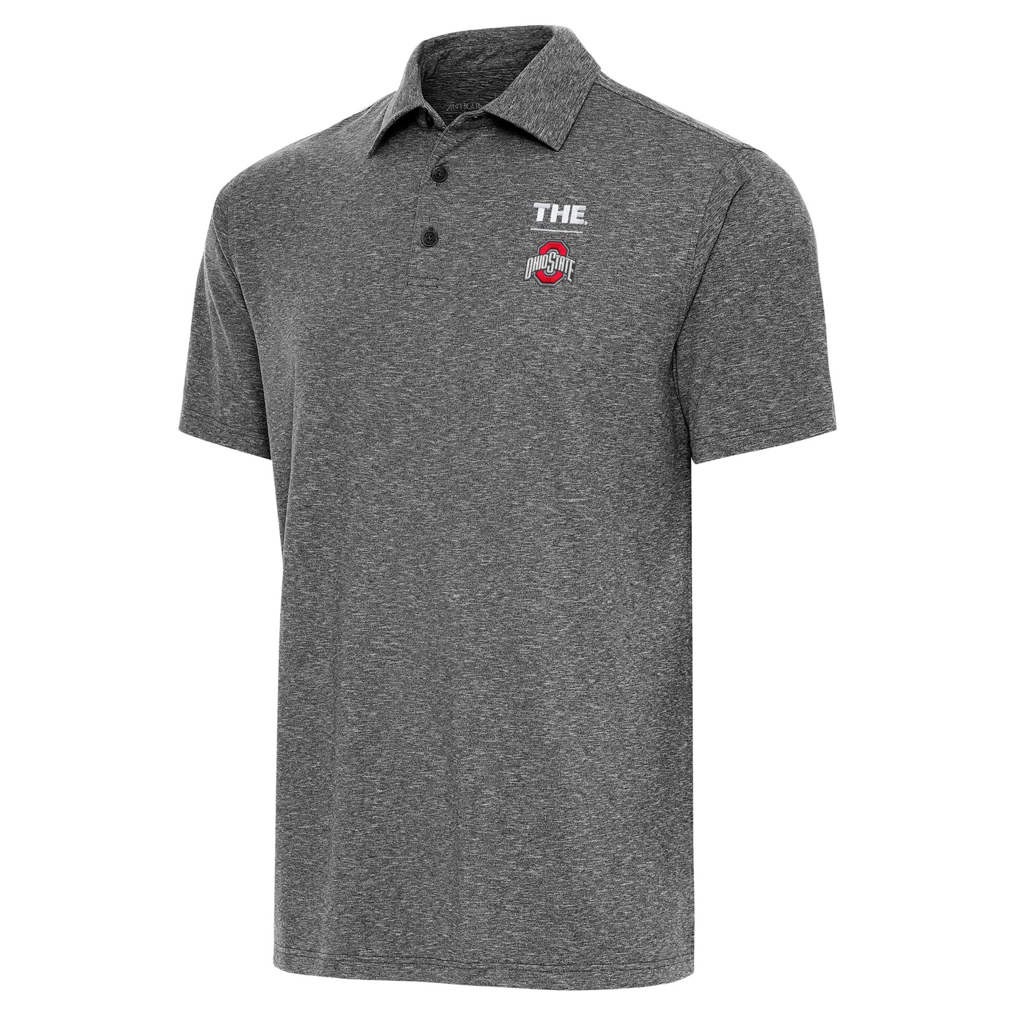 Men's Antigua  Heather Black Ohio State Buckeyes THE Par 3 Polo