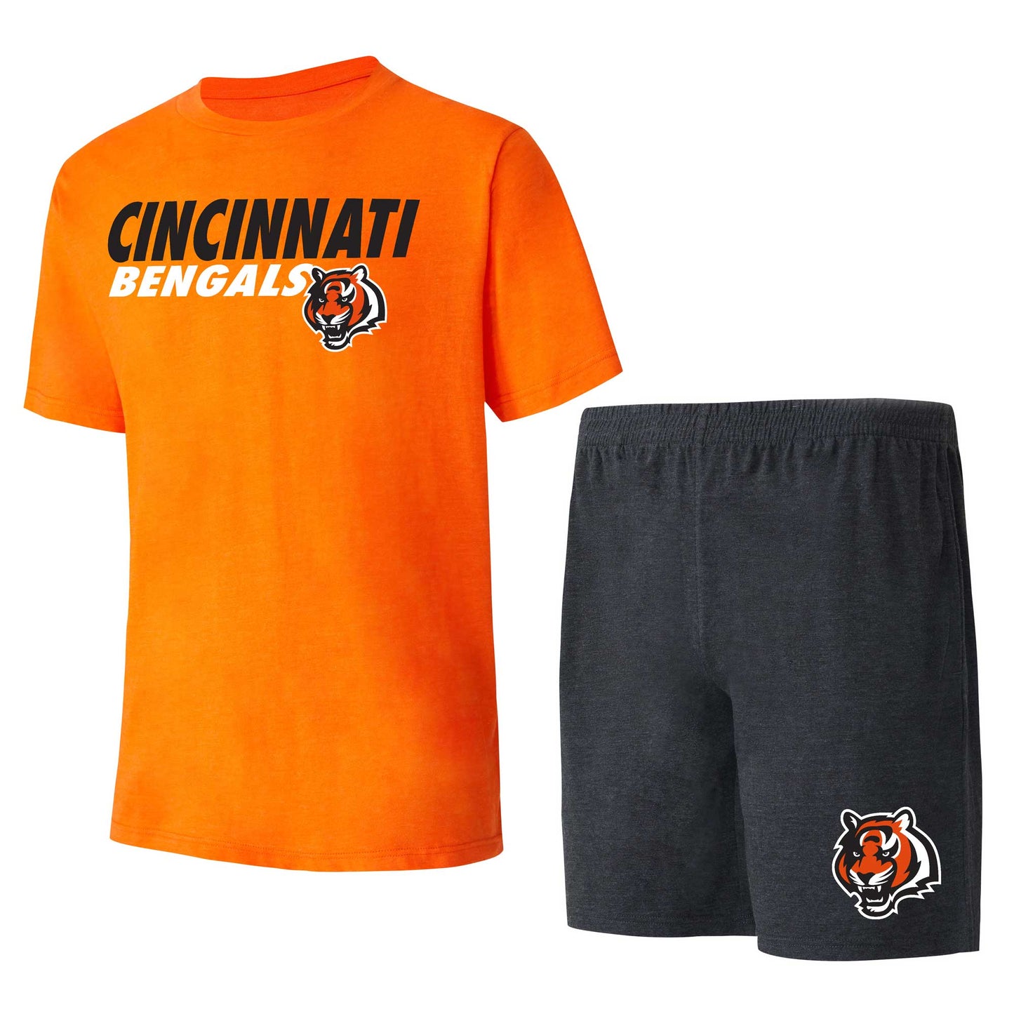 Men's Concepts Sport Black/Orange Cincinnati Bengals Meter T-Shirt & Shorts Sleep Set