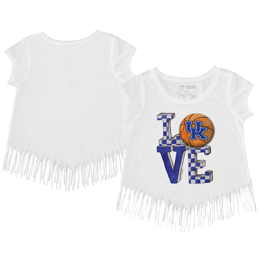 Toddler Tiny Turnip  White Kentucky Wildcats Love Fringe T-Shirt