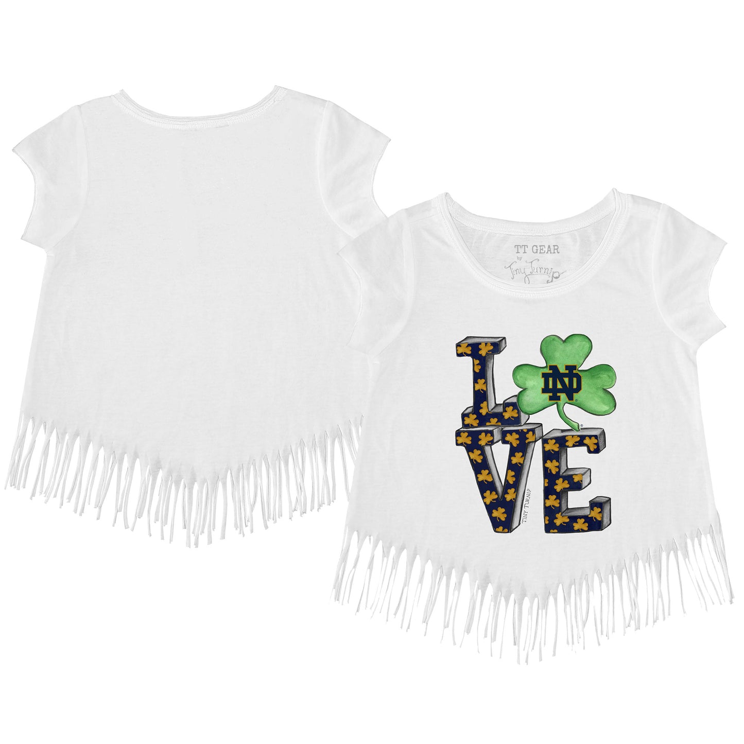 Toddler Tiny Turnip  White Notre Dame Fighting Irish Love Fringe T-Shirt