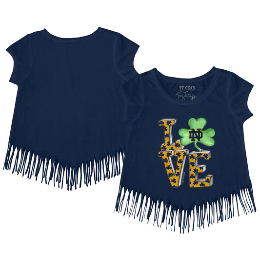 Toddler Tiny Turnip  Navy Notre Dame Fighting Irish Love Fringe T-Shirt