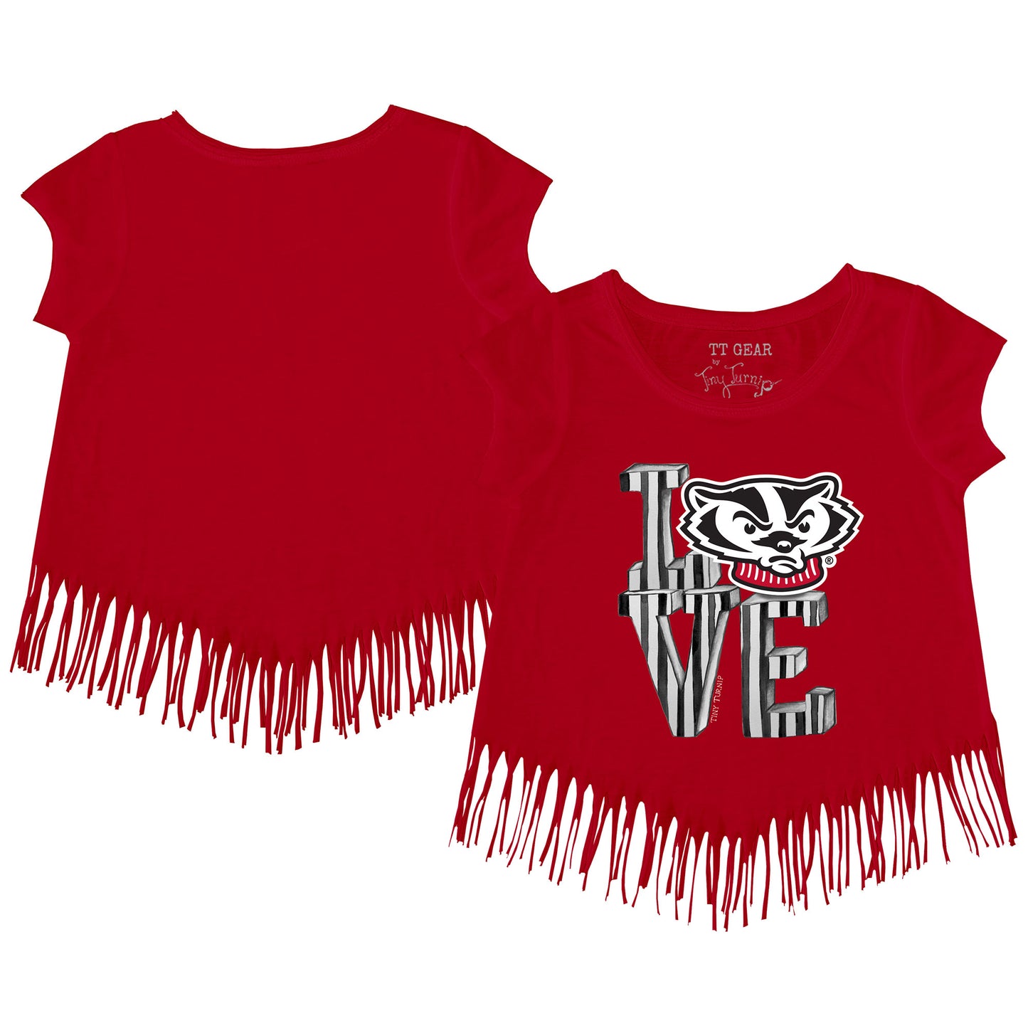 Toddler Tiny Turnip  Red Wisconsin Badgers Love Fringe T-Shirt