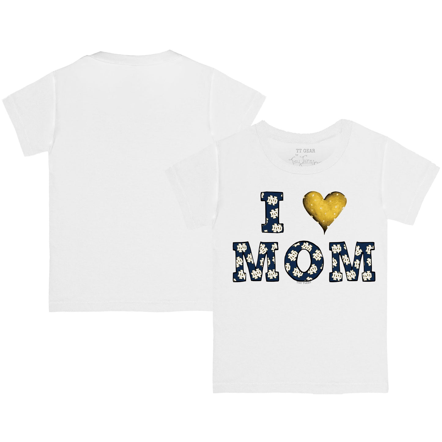 Toddler Tiny Turnip  White Notre Dame Fighting Irish I Love Mom T-Shirt