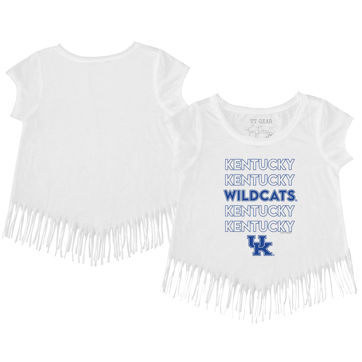 Toddler Tiny Turnip  White Kentucky Wildcats Stacked Fringe T-Shirt