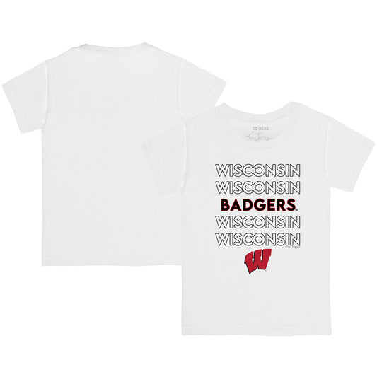 Toddler Tiny Turnip  White Wisconsin Badgers Stacked T-Shirt