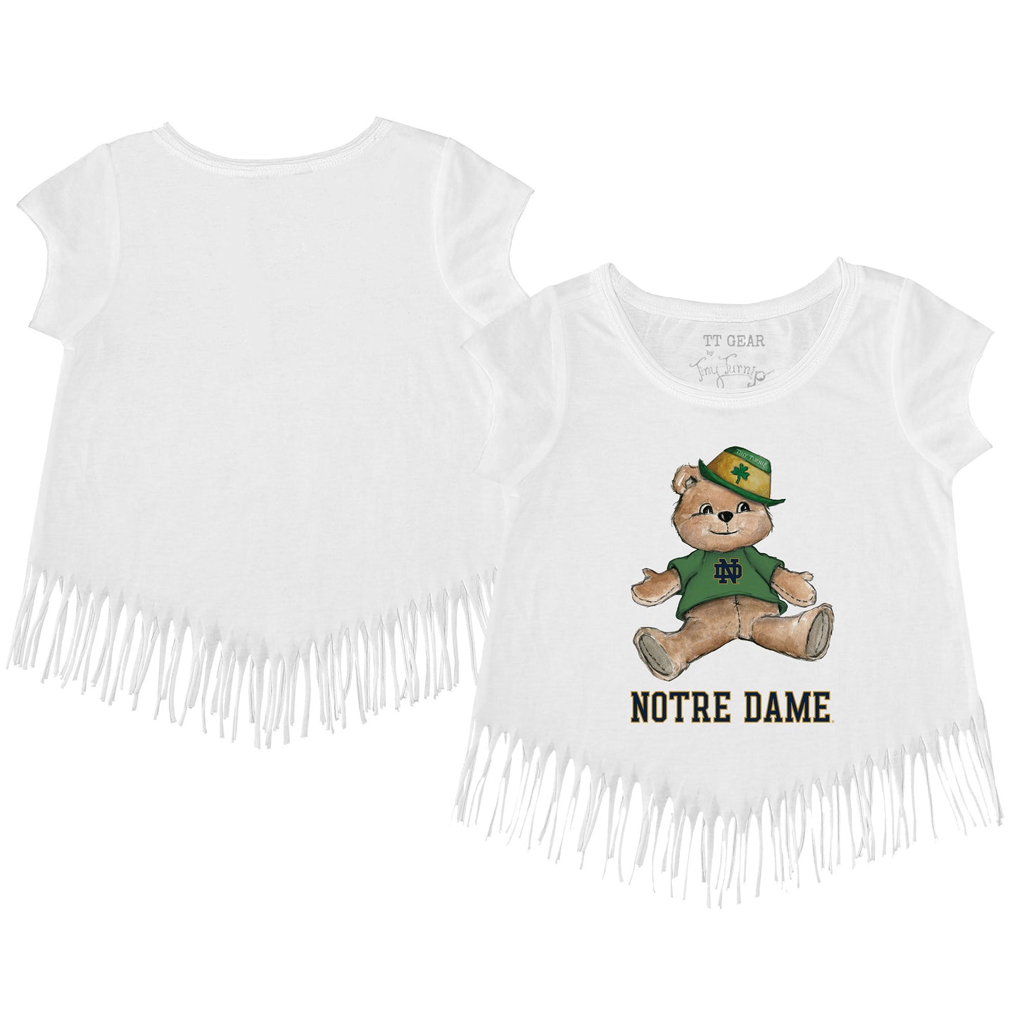 Toddler Tiny Turnip  White Notre Dame Fighting Irish Teddy Fringe T-Shirt