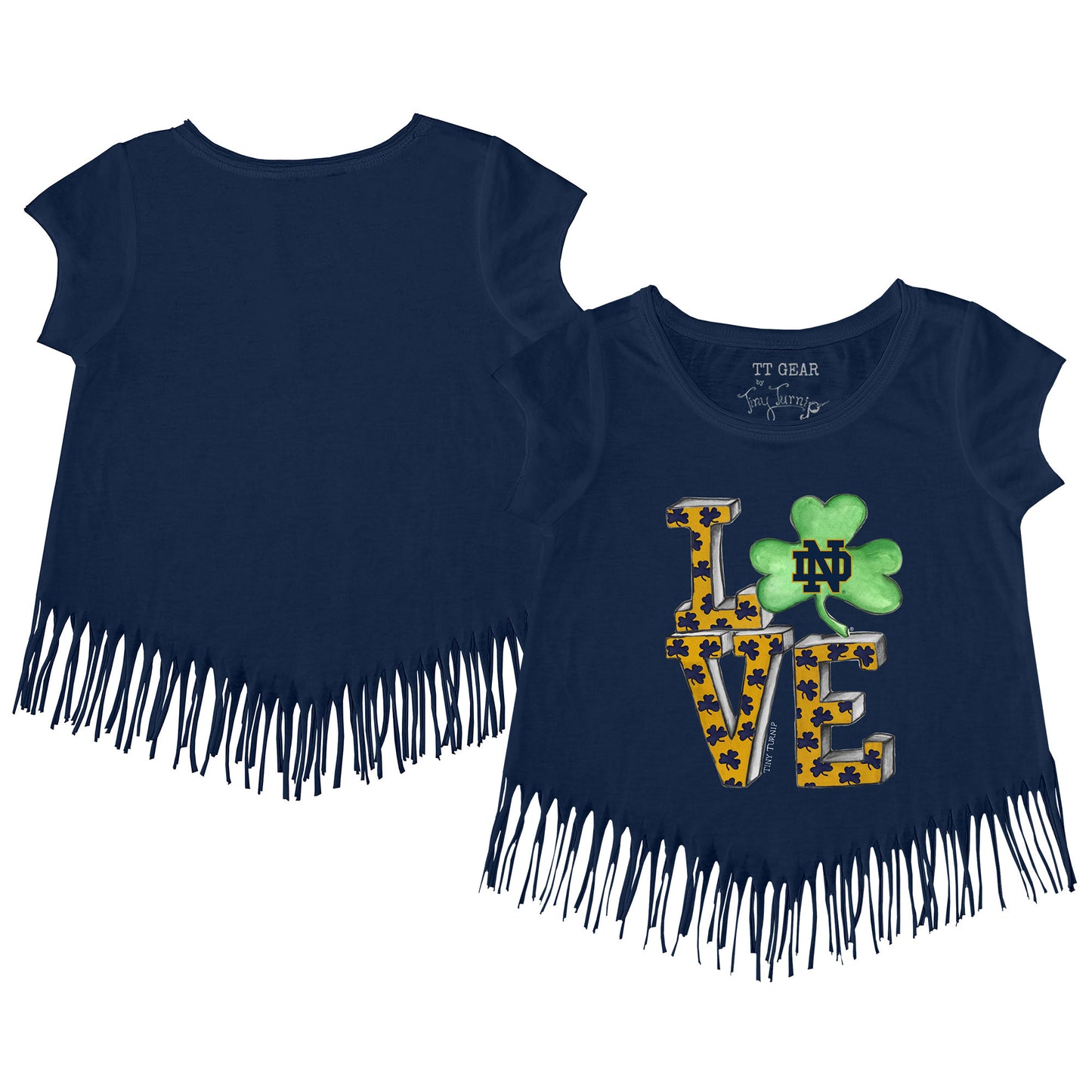 Youth Tiny Turnip  Navy Notre Dame Fighting Irish Love Fringe T-Shirt