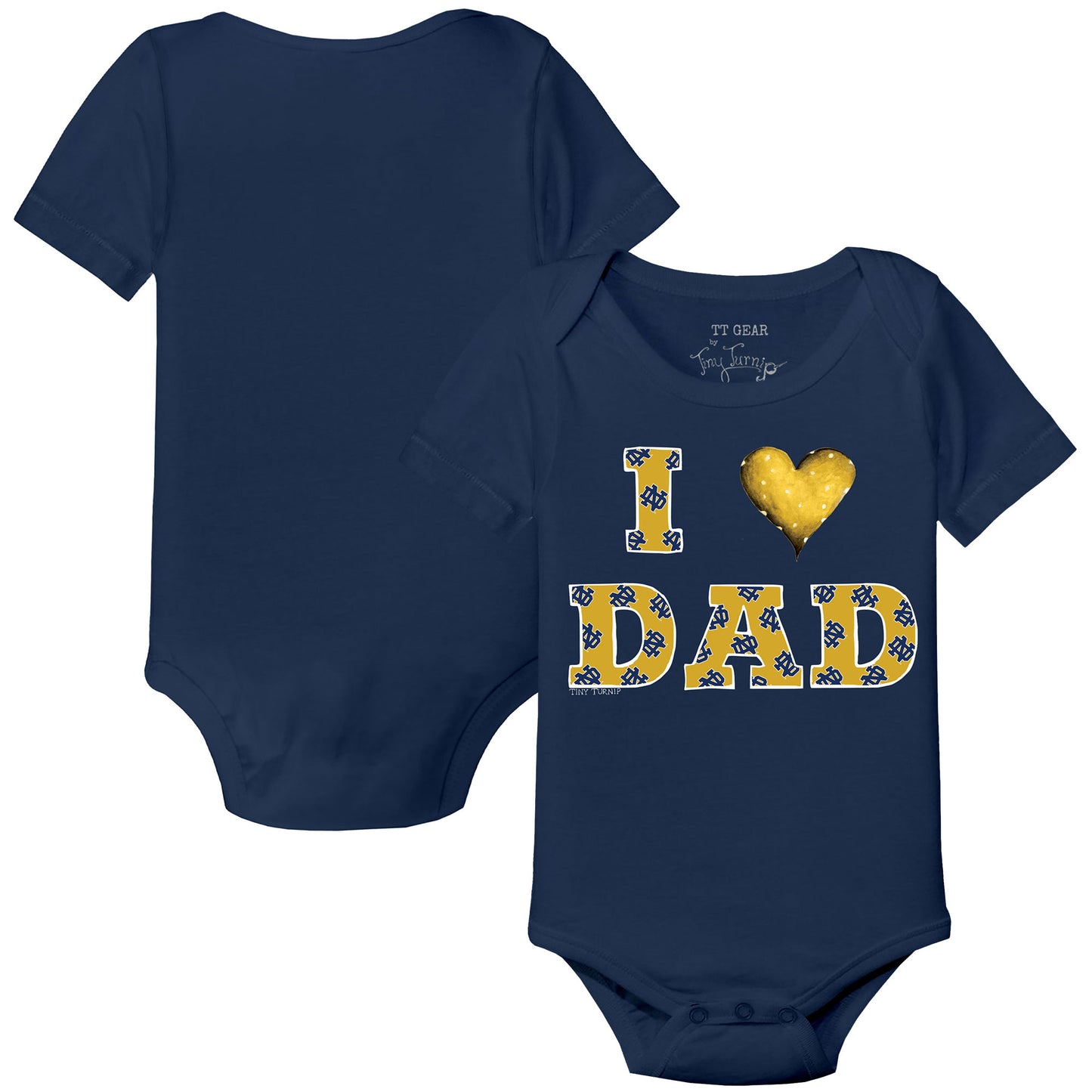 Infant Tiny Turnip  Navy Notre Dame Fighting Irish I Love Dad Bodysuit